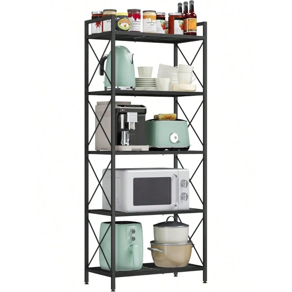

Metal Storage Rack, Shelving Unit With X Side Frames, Dense Mesh, 12.6 X 23.6 X 57.3 Inches, For Entryway, Kitchen, Livin