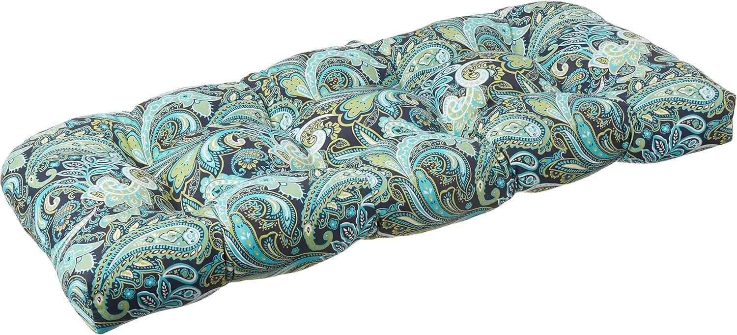 

Paisley Indoor/Outdoor Sofa Setee Swing Cushion, Tufted, Weather, And Fade Resistant, 19"" X 44"", Blue/Green Pretty,