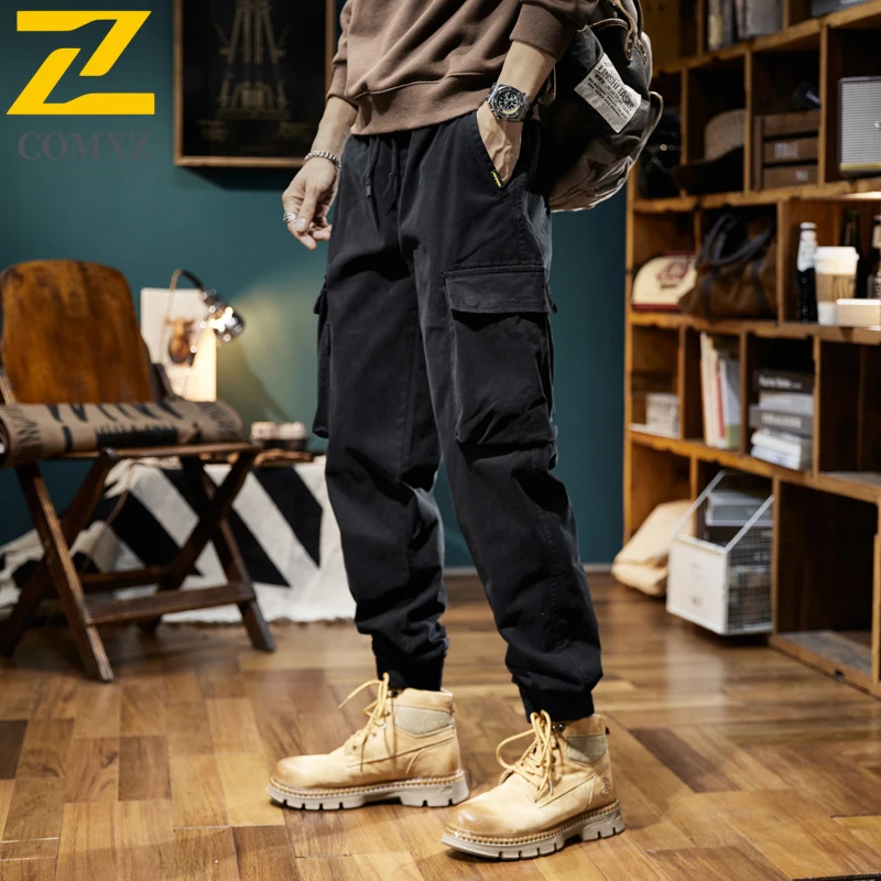 Moda calças de carga dos homens novo retro urbano funcional relaxado ajuste casual moletom acampamento ao ar livre respirável calças de declaração
