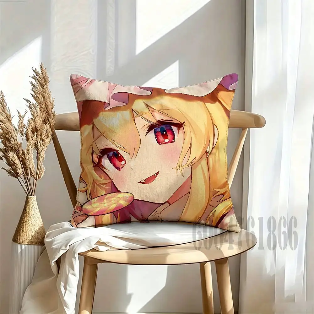 f-flandre scarlet Anime Celebrity Merchandise All-Match Printed Pillow Case Sofa Car Office Room Decoration Protector
