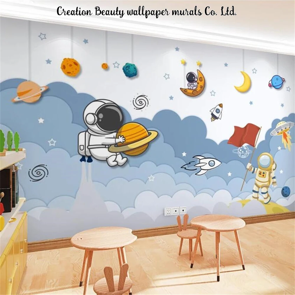 

Ручная роспись космический астронавт планета ракета обои для детской комнаты детская спальня комната для мальчиков детский фон настенная бумага фреска