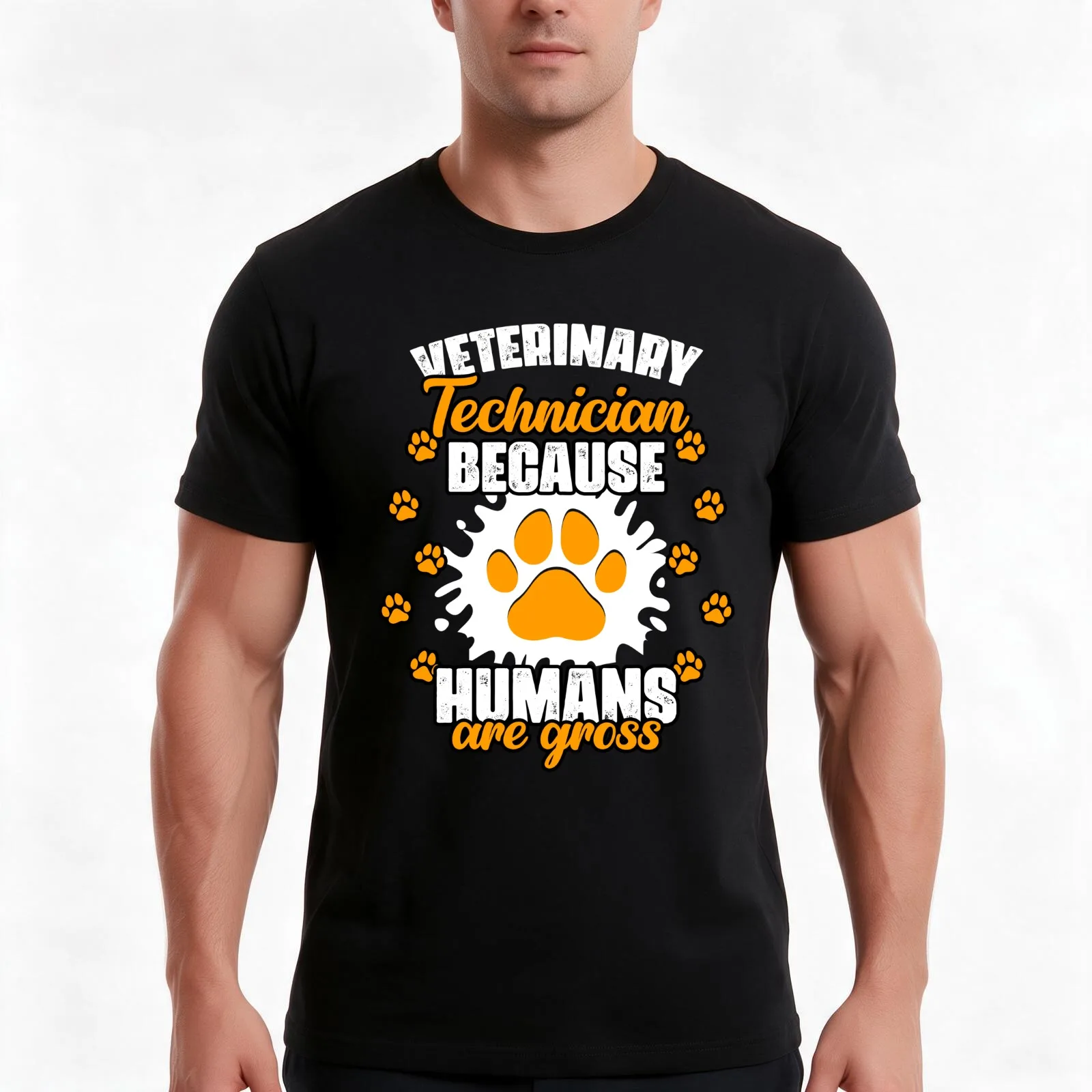 Funny Veterinary Technician Because Humans Are Gross Vet Med T-Shirt, Summer Casual Cotton Tee, Oversized Streetwear Tops