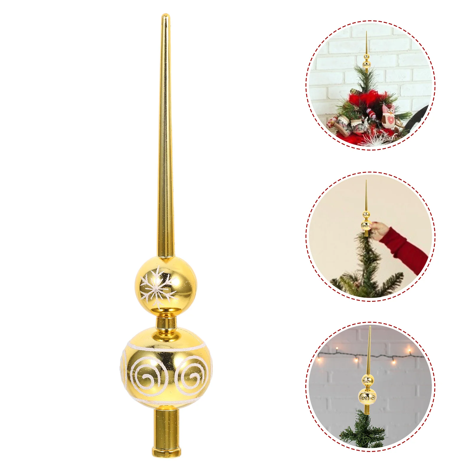 

Golden Gourd Christmas Tree Topper Unique Spherical Vintage Style Festive Ornament for Holiday Home Decor Christmas Tree Toppers