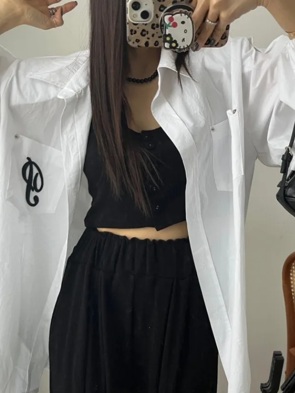 Csa Hoada de Manga Larga para Mujer, Primavera Verano, con Bolsillo, Cuello Csero, Versátil, Informal, con Abertura L...