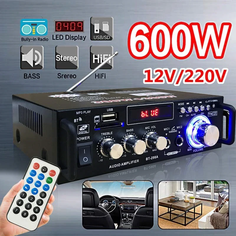 

600W Home Digital Amplifiers Audio bluetooth Amplifier Subwoofer Amplifier Home Theater Sound System Mini Amplifier 110-240V