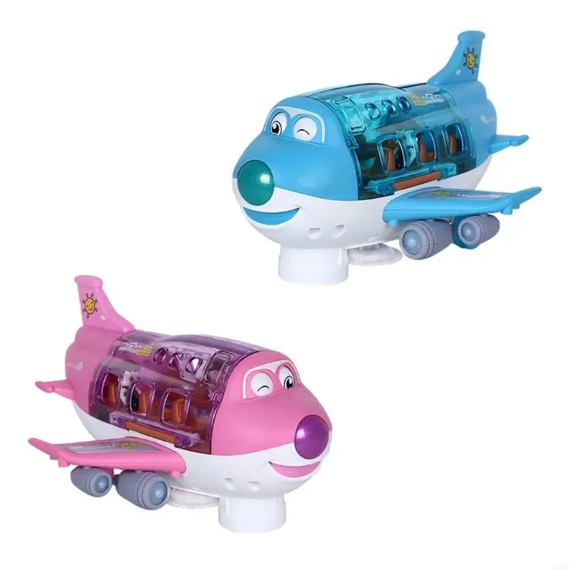 4XFE Aeroplane Toy with Light Effects Electric Airplanes Model 360 Rotating Travel Dream Cartoon for Children Kids