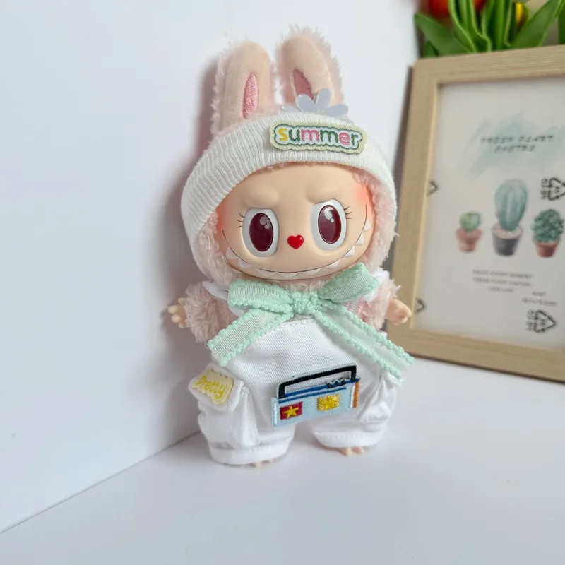 สําหรับเสื้อผ้า Labubu ฤดูร้อนชุดตุ๊กตาอุปกรณ์เสริมกล่องตาบอดตุ๊กตาแขวนเสื้อผ้าตกแต่ง Overalls เปลี่ยนได้สําหรับตุ๊กตาของเล่น