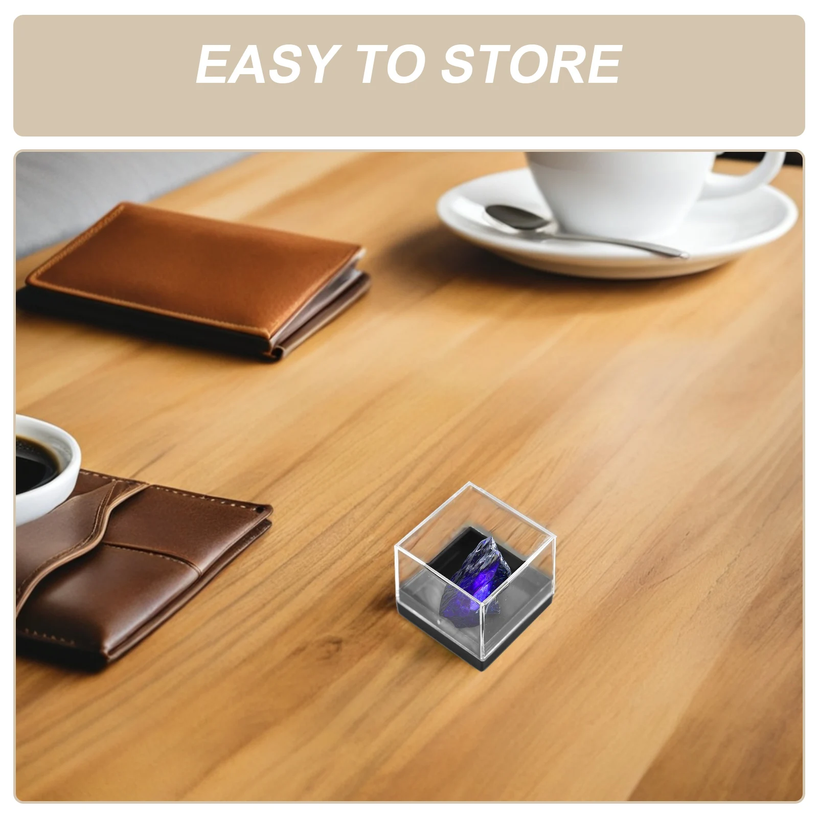 Afbeelding 3: 12 stuks plastic specimendoos vierkante vitrine voor minerale collectie opslag transparante organizer box krasbestendig