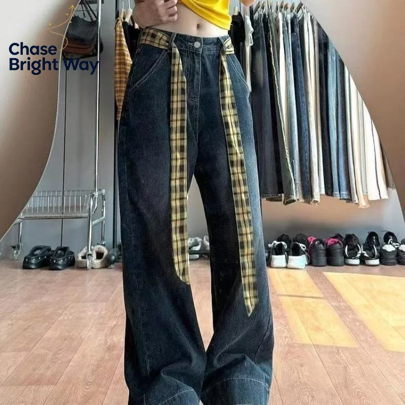 Long  Plaid Waist Belt With Jeans Necktie Scarf Decorative Accessory Personality Trendy Hairband Fashionable Accessory