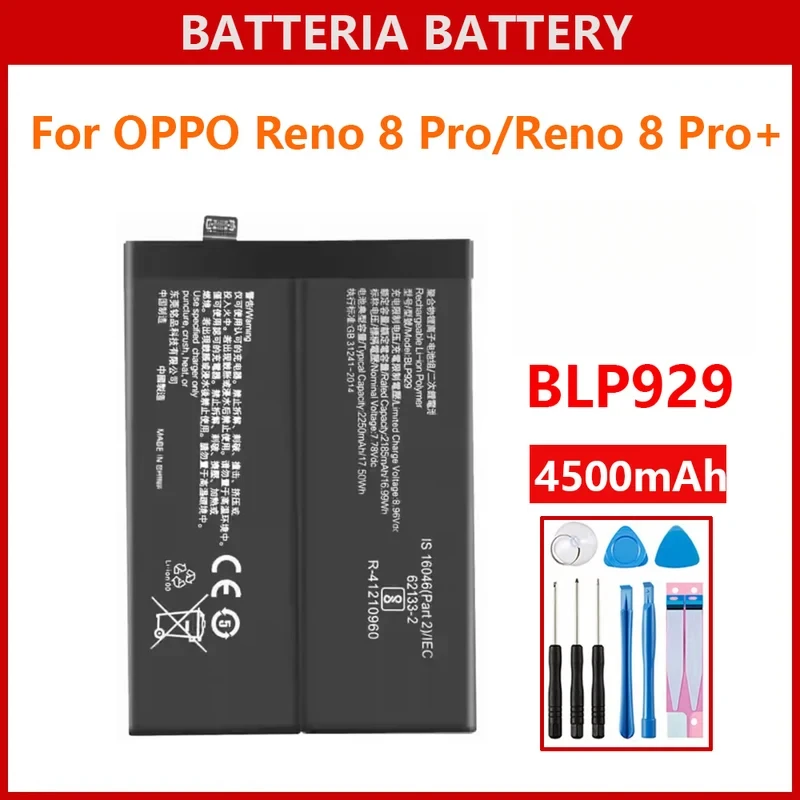 

4500mAh BLP929 Battery For OPPO RENO 8 PRO Replacement Batteria Batteries+Tools
