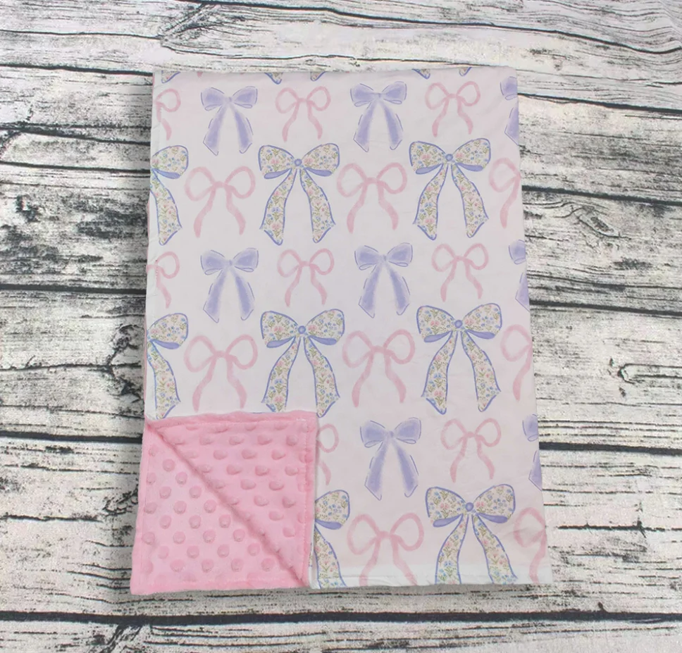 

Wholesale Baby Girl Children Thin Quilt Kids Bedding FleeceI Toddler Flannel Boutique Floral Bows Girls Blanket