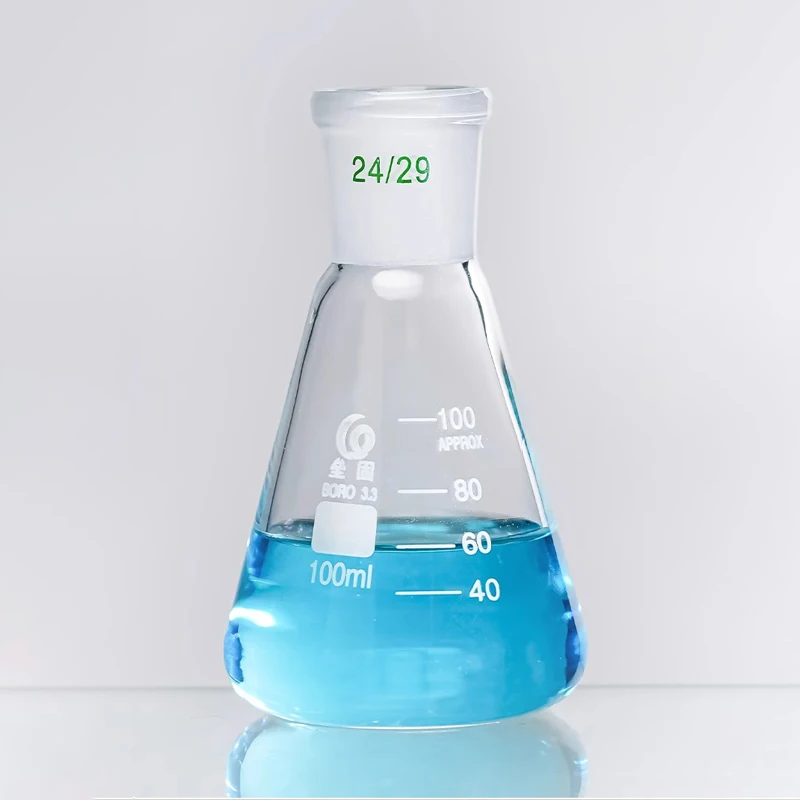 Lab 25ml-2000ml High Borosilicate Glass Triangular Flask with Standard Mouth 19# 24# 29# Conical Flask