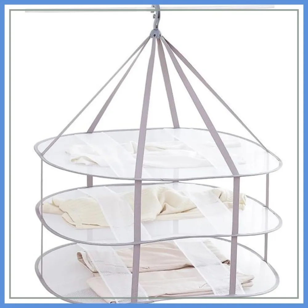 

3-Tier Folded Mesh Clothes Hanging Dryer, Sweater Drying Rack, 30.3"L x 24.5"W x 30.7"H