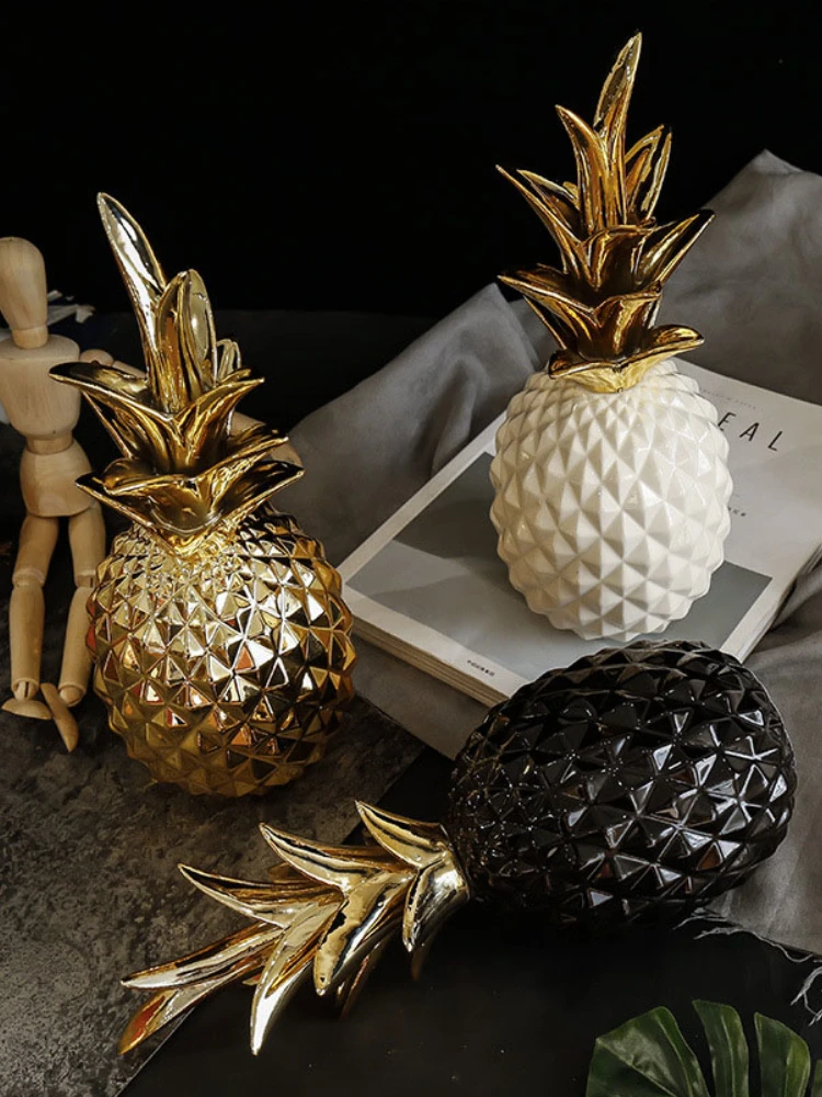 

Nordic Pineapple Ananas Decoration Fruit Shape Golden Pineapple Craft Decoration Home Living Room Porch Desktop Model Ornaments