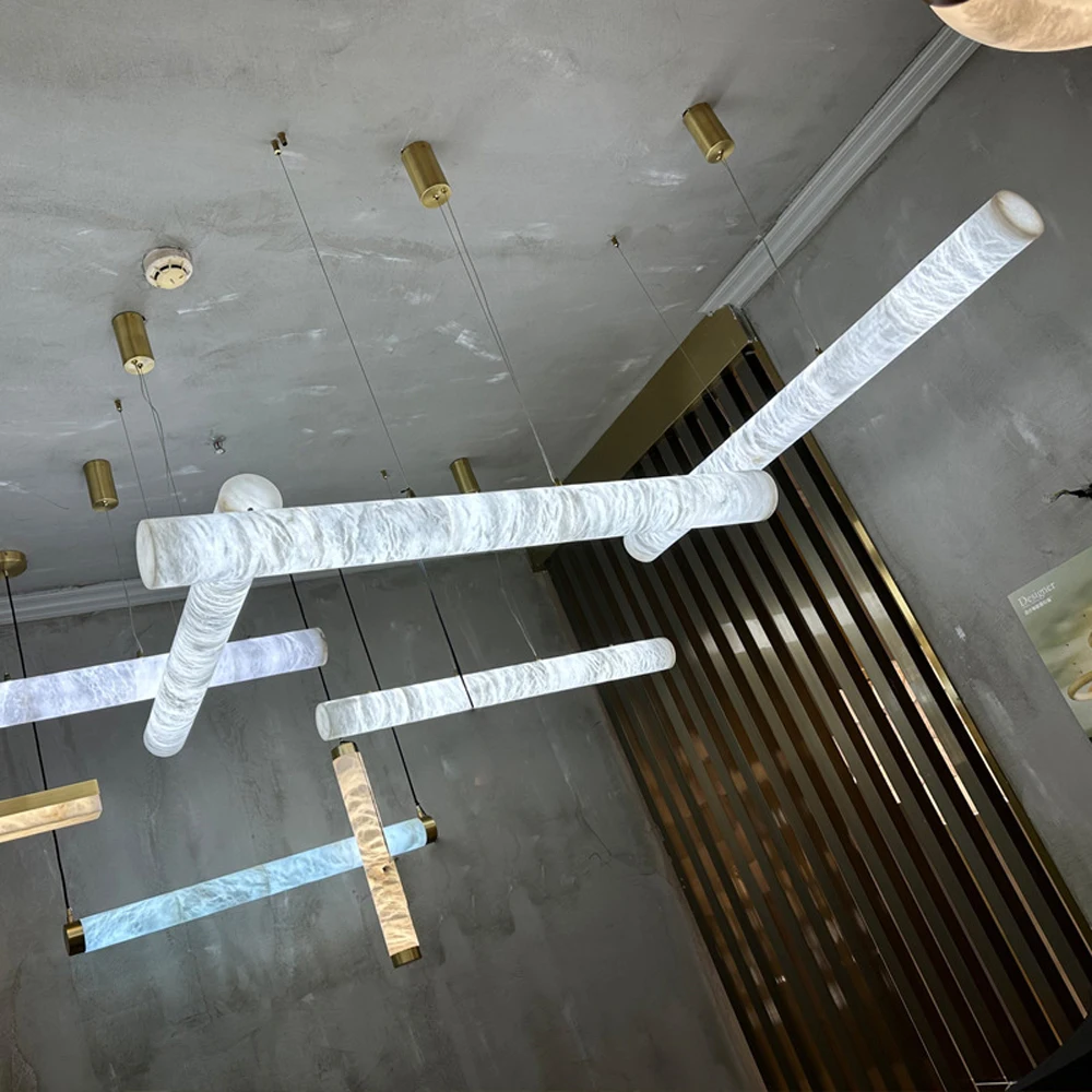 Dimmable LED Marble Art Gold Chrome Ceiling Pendant Lights