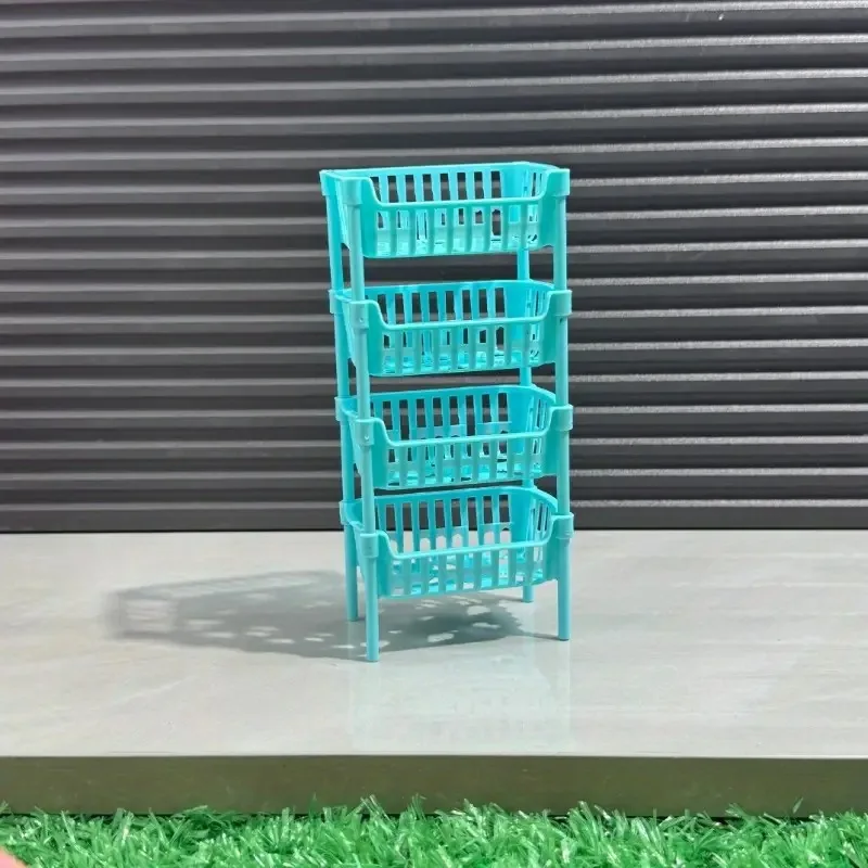 1 SET  Blue Dollhouse Mini Stackable Storage Baskets Model Dollhouse Furniture Decoration Dolls House Kitchen Decor Accessories