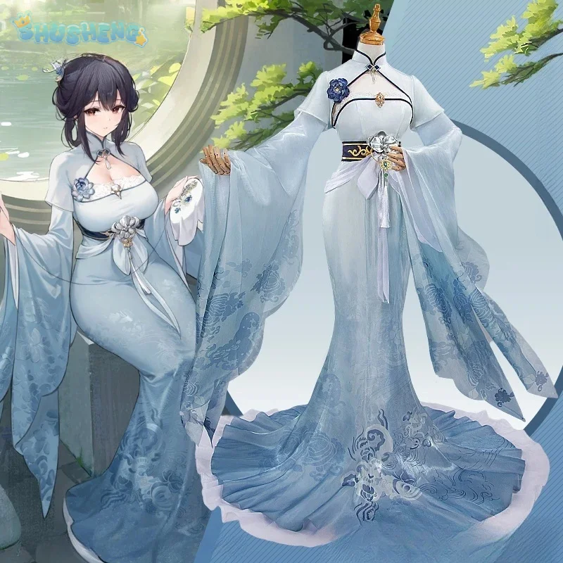 

Chen Hai Game Azur Lane Cosplay Costume Halloween Party Chinese Sexy Cheongsam Dress Accessories Props Wig Uniform Woman Set