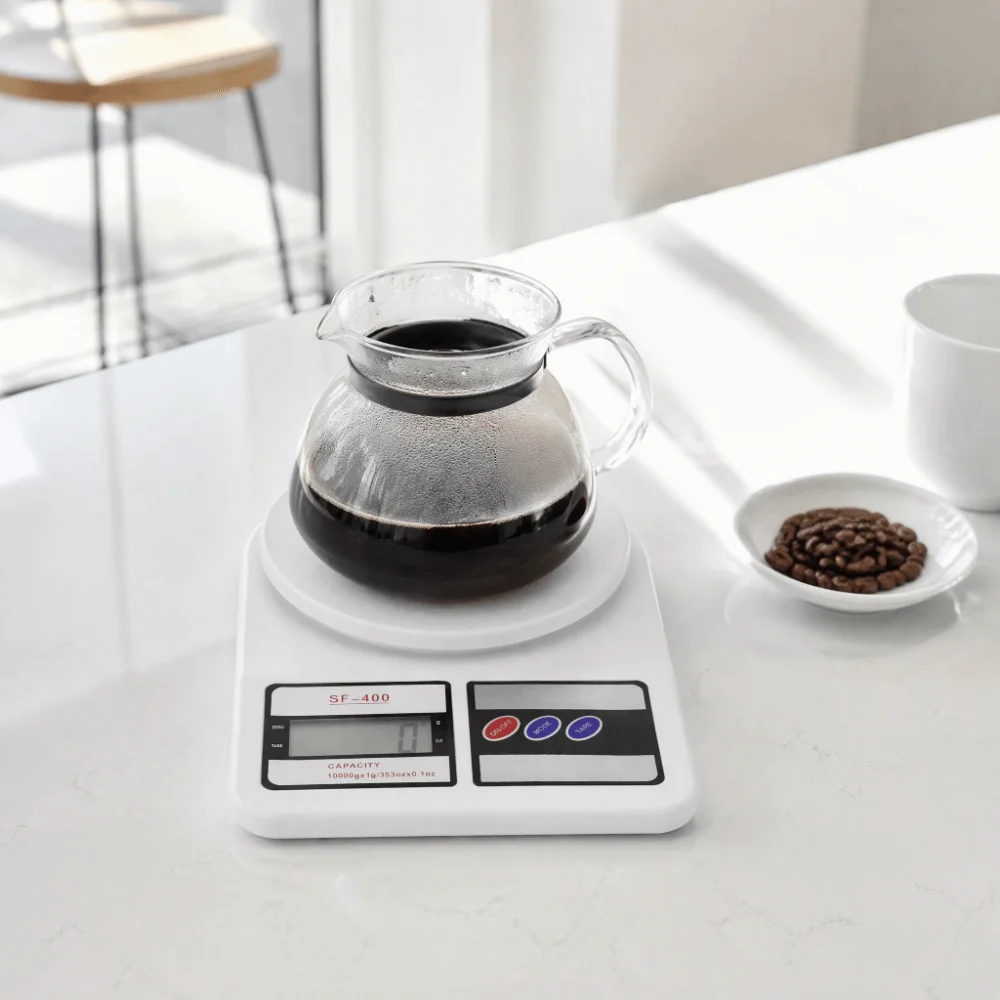Practical ABS Digital Kitchen Scale White LCD Display Electronic Food Scale 10kg Capacity oz/g Units Baking Scale Meal Prep