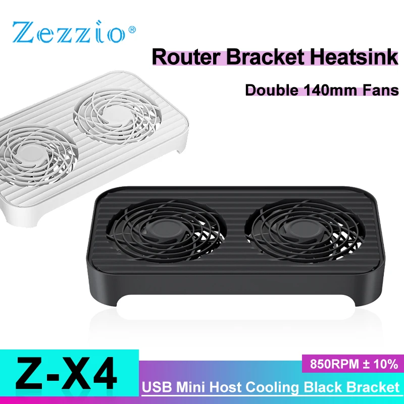 Zezzio Z-X4 Router Radiator USB Powered Router Cooling Router Cooler Base Ptical Cat Set-top Dual 14CM Fan Host Bracket
