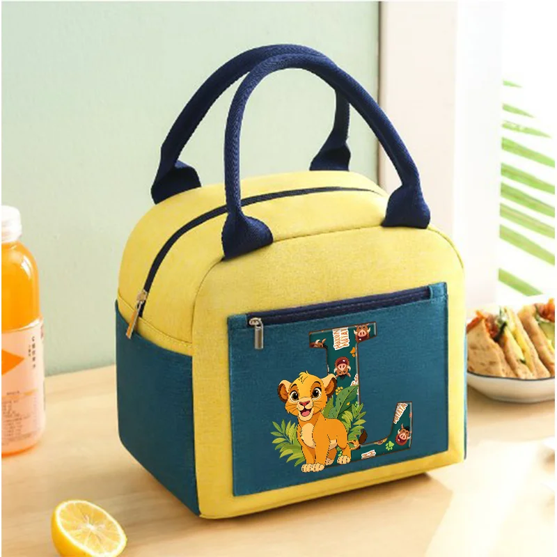 

Mufasa Lion King Lunch Bag Insulated Meal Pack Letter A-z Initials Food Zipper Thermal Lunch Box Aluminum Foil Rice Bags Gifts