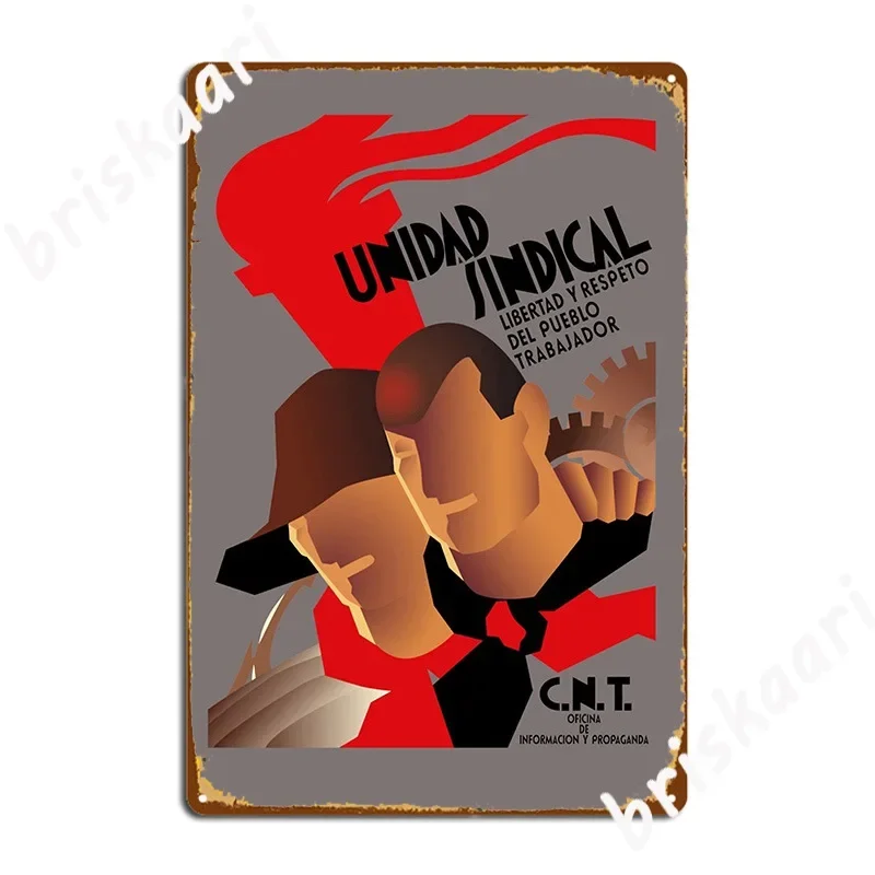 Cnt Unidad Sindical Spanish Civil War Anarchist Socialist Leftist Poster Metal Plaque Customize Mural Tin Sign Poster