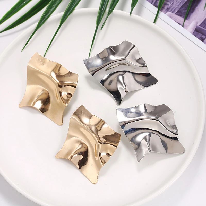 أقراط متدلية معدنية للنساء ، دلايات غير منتظمة ، هندسية ملتوية ، شخصية #2