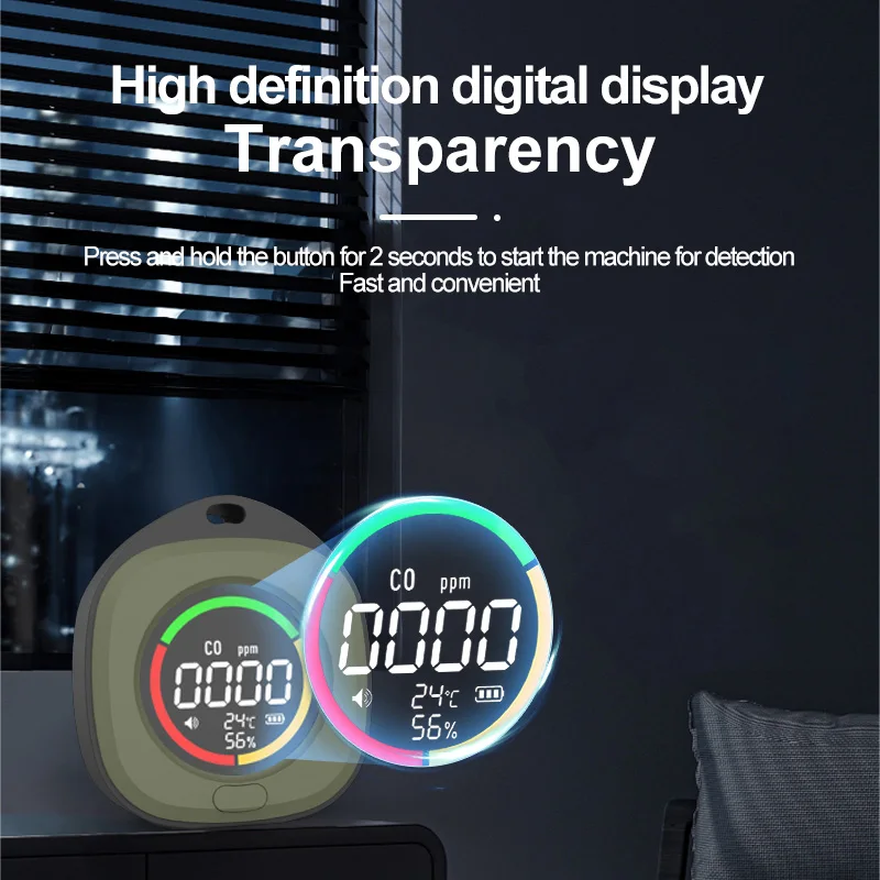 FMAI K5E Detektor tlenku węgla CO2 i CO 2 w 1 Monitor jakości powietrza 1000 mAh Bateria typu C Ładowanie w pomieszczeniach i w podróży