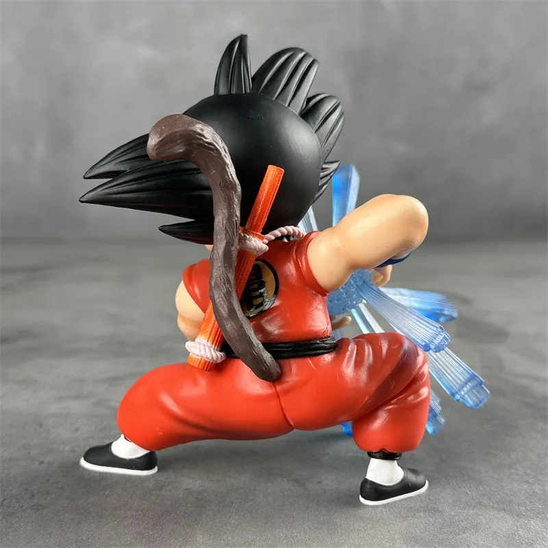 13cm Anime Dragon Ball Z Q Version Model Figure Childhood Goku Fighting Posture Desktop Ornament  Collection Toys Child Gifts