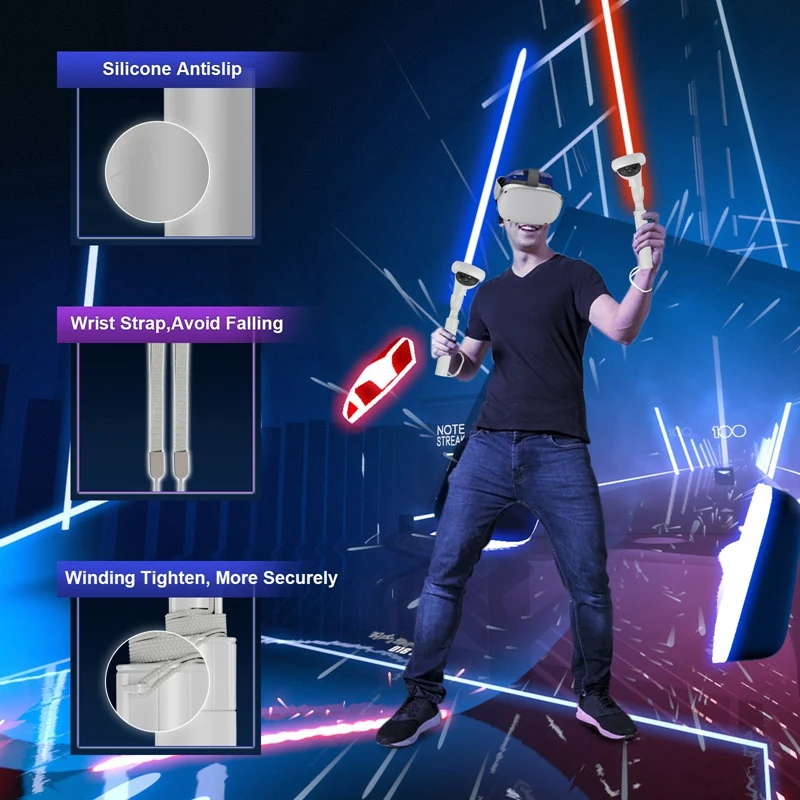 Beat Saber Handles Controller For Oculus Quest2 Lightsaber RGB Light Tube VR Accessories