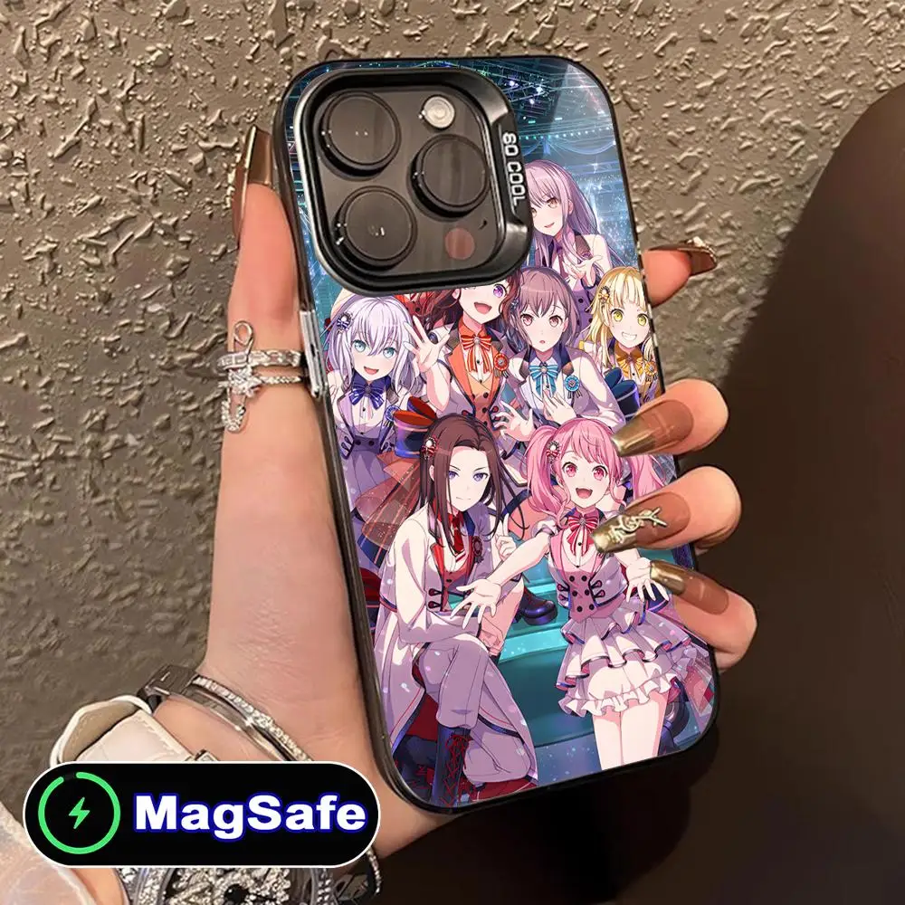 حافظة هاتف محمول عصرية من BanG Dream لهاتف آيفون 16 15 14 13 12 11 Pro Max Plus MagSafe طباعة ملونة شفافة فاخرة وجميلة
