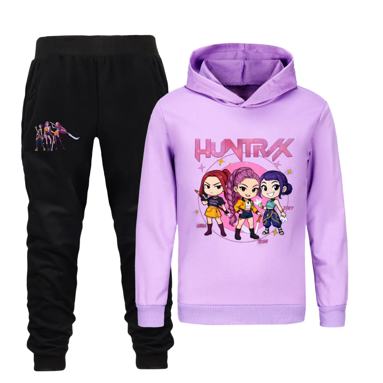 

Осенняя детская толстовка с принтом «Охотники на демонов» + штаны Rumi Mira Zoey, комплект для девочек, спортивные костюмы с длинными рукавами для мальчиков, детская одежда для сна, костюм