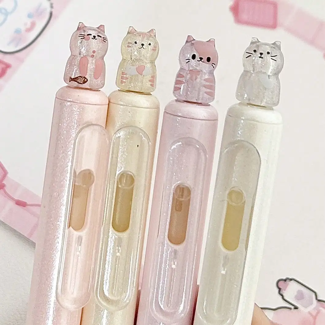 

Cat Shaped Retractable Gel Pens – 4pcs, 0.5mm Fine Tip, Shiny Ink for Writing & Sketching