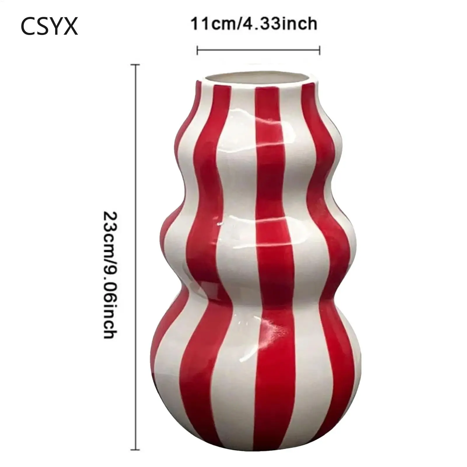 Ceramic Vase Aesthetic Vase Striped Ceramic Flower Container Craft For Apartment Bathroom Kitchen Indoor Room Table Centerpieces