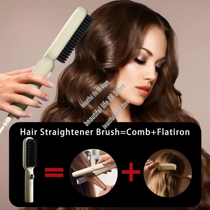 Cooking Appliances 30S Fast Heating LED Display Hair Straightener Comb With 5 Temperature Settings& Dual Voltage EU Plug