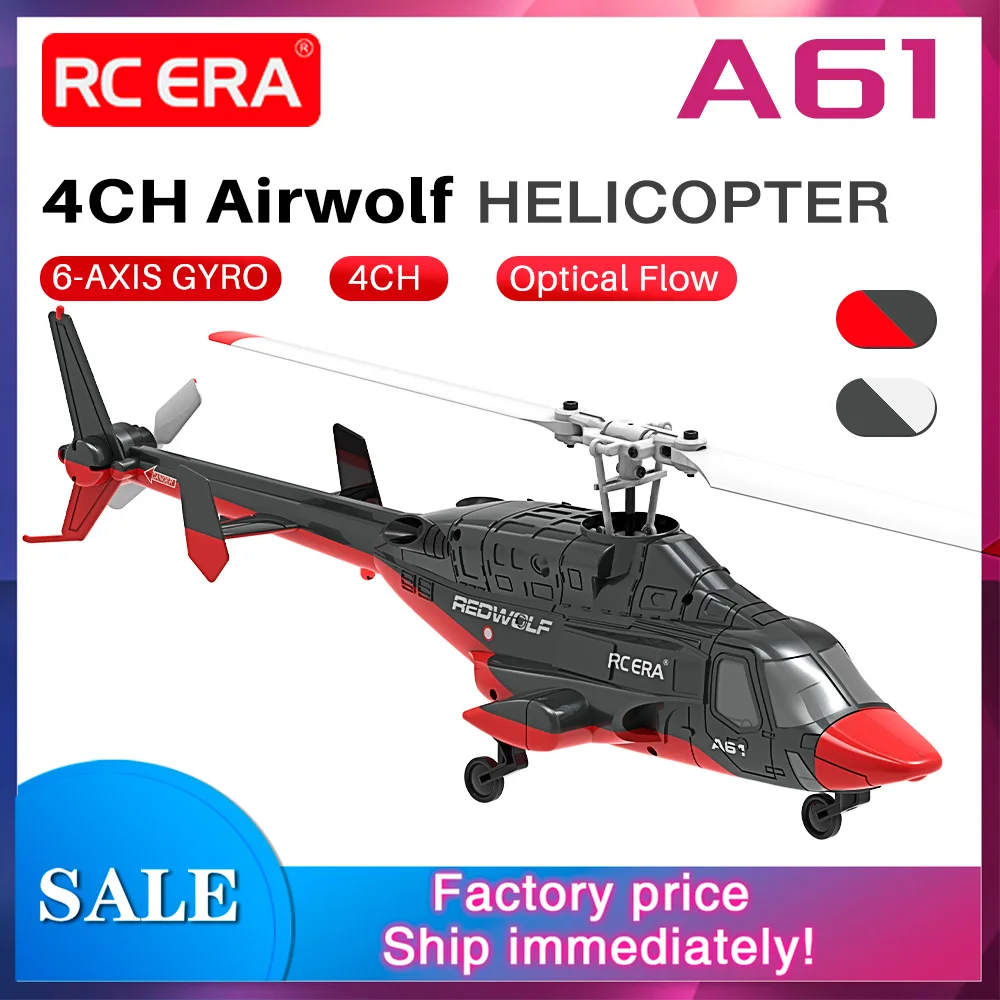 RC ERA A61 Airwolf Helicopter 4CH Optical Flow Positioning 1/52 6axis Gyro 10Min Fight Time 120M Bell222 Remote Control Airplane