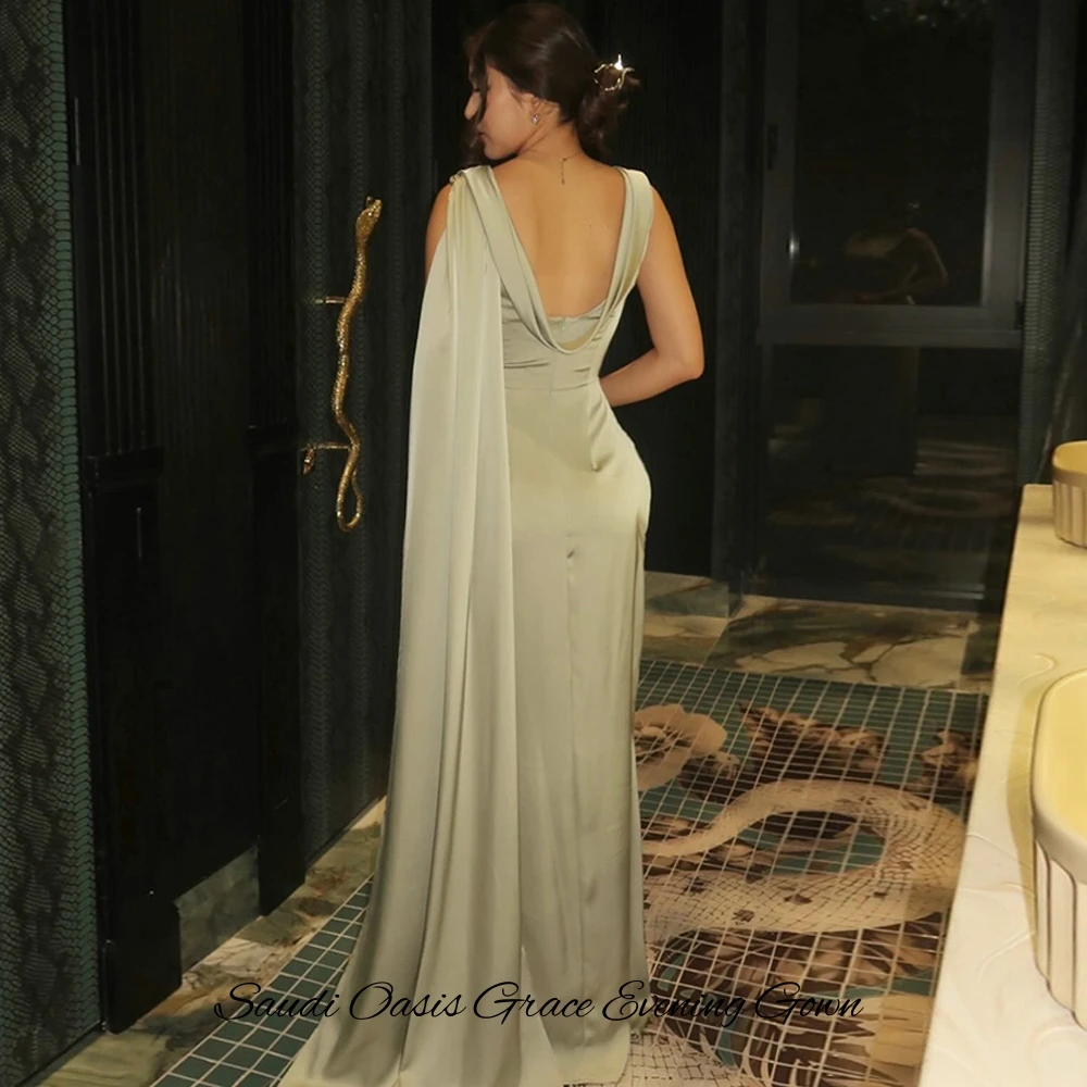Classic Sleeveless O-Neck Party Dress Elegant Mermaid Satin Customized Evening Dresses Modern Backless Ruched Celebrity Gowns image 2