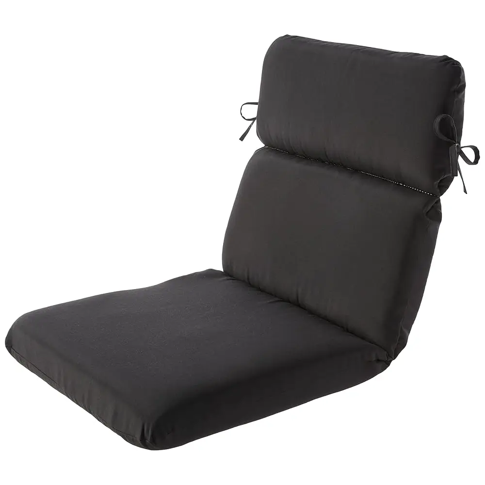 

Fresco Solid Indoor/Outdoor One Piece Chair Cushion Deep Seat, Weather And Fade Resistant, Round Corner - 40.5"" X 21"", Black
