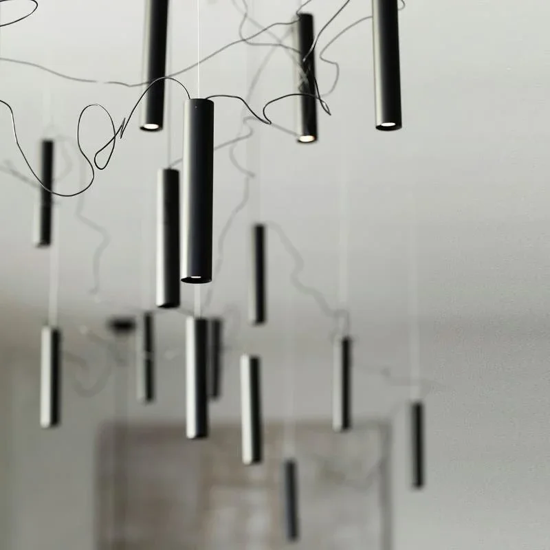 

Italian Designer Aluminum Tube Art Chandelier Lamp for Restaurant Bar Bedroom Living Room and Modern Home Decor Pendant Light