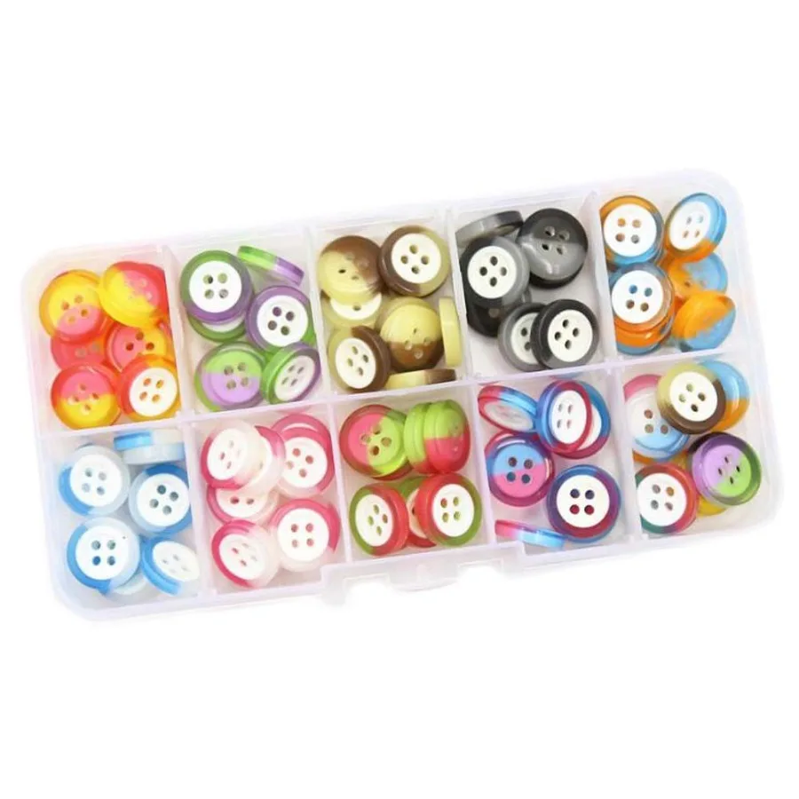 

100 Pcs Candy Color Resin Round Buttons DIY Sewing Buttons Art Making Kit