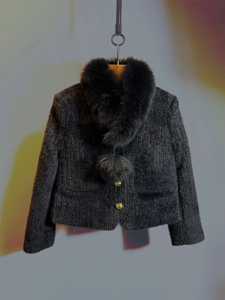 Elegancka francuska moda, socjeta, okrągły dekolt, złote guziki, jednorzędowe, proste, uniwersalne płaszcze puchowe, krótkie kurtki damskie na zimę.