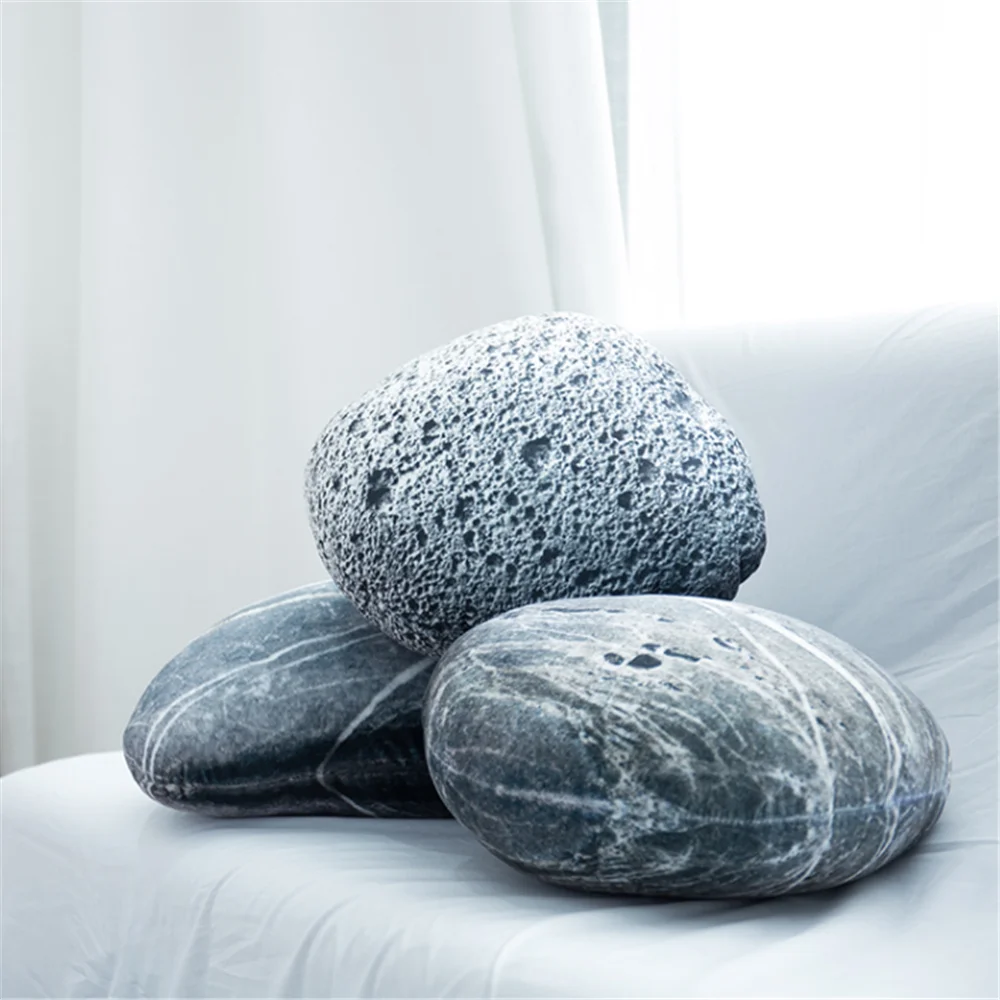 Funny Floor Pillow Simulation Pebble Stone Pillow Small Cobble Cushion Cute Throw Pillow for Kids Children's Room Decor