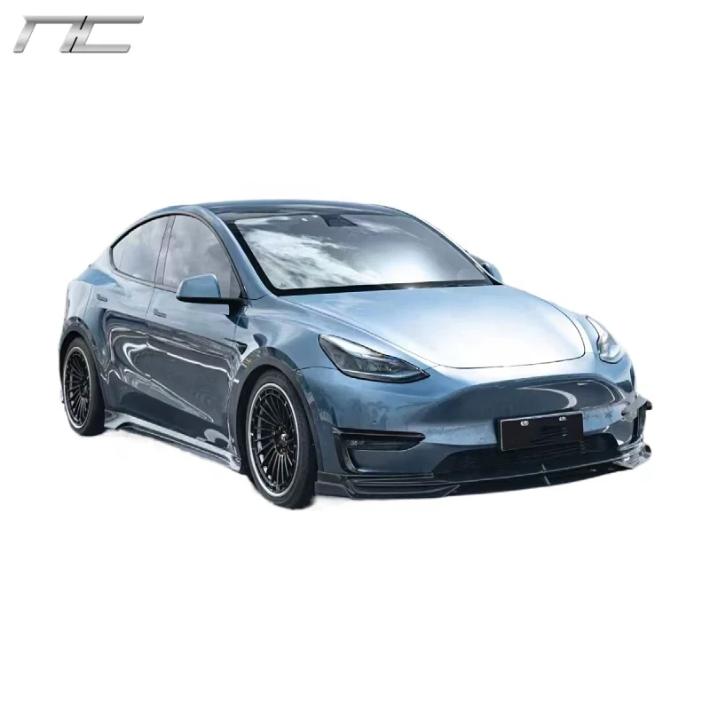 CMST style carbon fiber wide body kit for Tesla Model y body kit front lip skirt rear diffuser front spoiler hood rear bumper