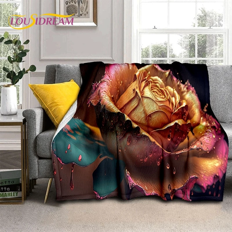 3D Rose Flowers Nordic Romantic Soft coperte, Keep Warm Throw coperta comoda per letti da Picnic divano Home Bedroom Gift