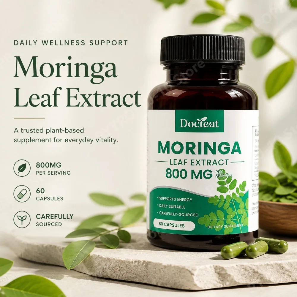 Moringa Capsules 800mg with Moringa Leaf Extract 50:1 for Energy & Antioxidant Support, Green Superfood Supplement, 60 Count