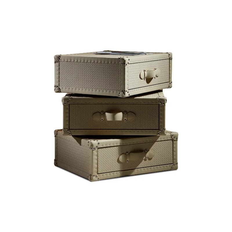Swivel bedside table home bedroom vintage style French cream style three-drawer sideboard