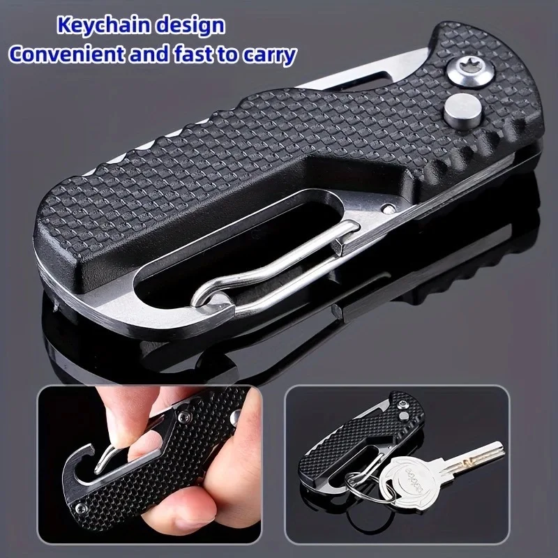 Multifunctional Keychain Knife Folding Box Opening Knife Saw Portable Mini Keychain Knife Rope Cutting Safety Belt Knife