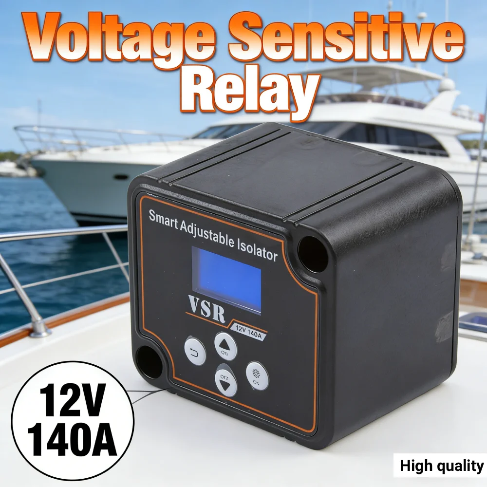 

12V 140A Dual Battery Smart Isolator LCD Display Voltage Sensitive Split Charge Relay VSR for Off-Road Camper Yacht ATV UTV Boat