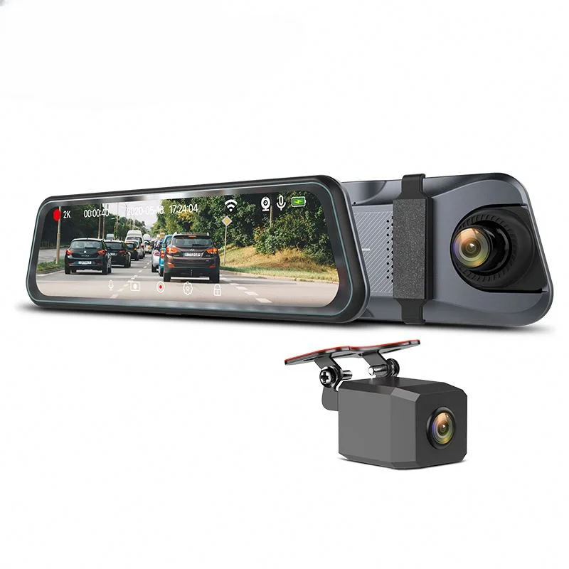 9.66 Inch Android 1080p Vehicle Touch Screen Rear View Mirror 128g Wifi Camera With Dual Dash Cam