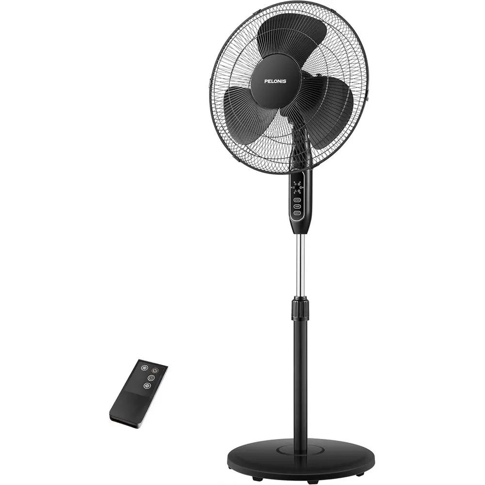 

16 Inch Adjustable Height Fan with Remote, 7-Hour Timer, 90° Oscillation, 3-Speed Settings for Bedroom, Living Room, and Office