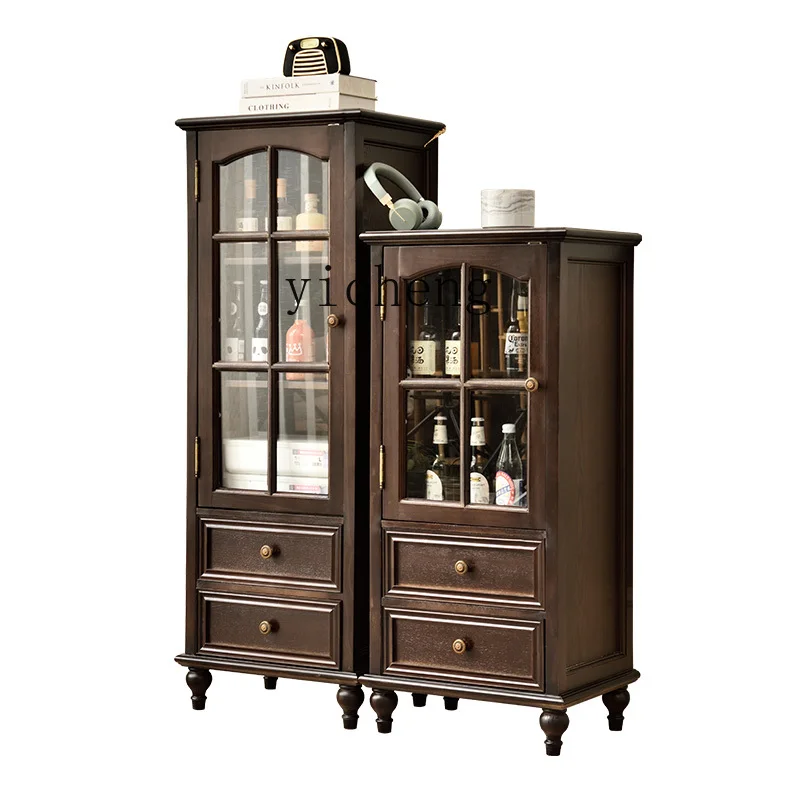 

XL Solid Wood Wine Cabinet Glass Door Sideboard Cabinet Rectangular TV Cabinet Side Wine Cabinet